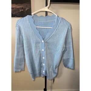 Blue Fashion Button Down Women's Sweater/Top sz M